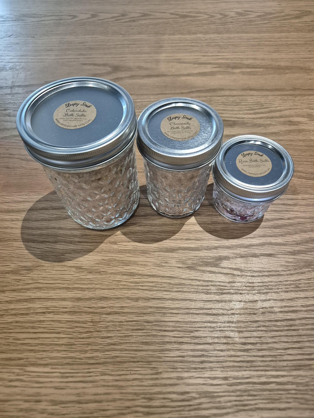 Natural Botanical Bath Salts in Quilted Mason Jars Multiple Sizes